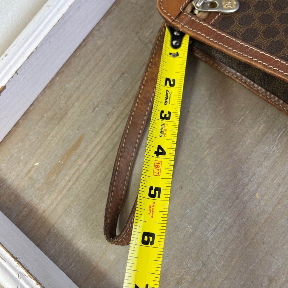 Vintage Celine Macadam Wristlet Zip Clutch Brown Retro Pouch Old Money Quiet Lux - Picture 16 of 16